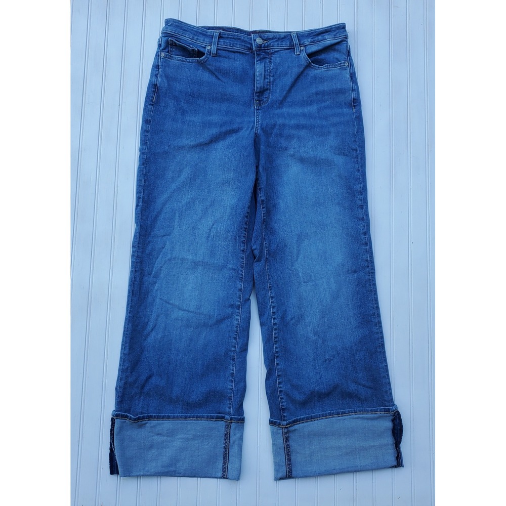 NYDJ Teresa Wide Leg Jeans Blue Lift Tuck Technology Size 12 High Rise Denim